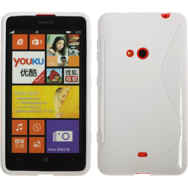 PhoneNatic Case kompatibel mit  Nokia Lumia 625 - weiß Silikon Hülle S-Style + 2 Schutzfolien