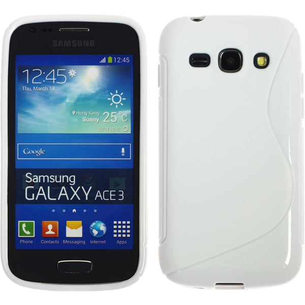 PhoneNatic Case kompatibel mit Samsung Galaxy Ace 3 - weiﬂ Silikon Hülle S-Style + 2 Schutzfolien