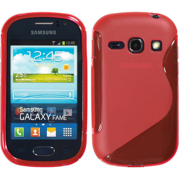 PhoneNatic Case kompatibel mit Samsung Galaxy Fame - rot Silikon Hülle S-Style + 2 Schutzfolien