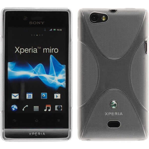 PhoneNatic Case kompatibel mit Sony Xperia miro - clear Silikon Hülle X-Style + 2 Schutzfolien