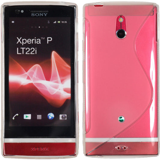 PhoneNatic Case kompatibel mit Sony Xperia P - clear Silikon Hülle S-Style + 2 Schutzfolien