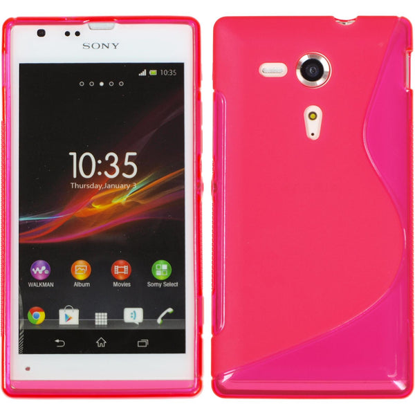 PhoneNatic Case kompatibel mit Sony Xperia SP - pink Silikon Hülle S-Style + 2 Schutzfolien