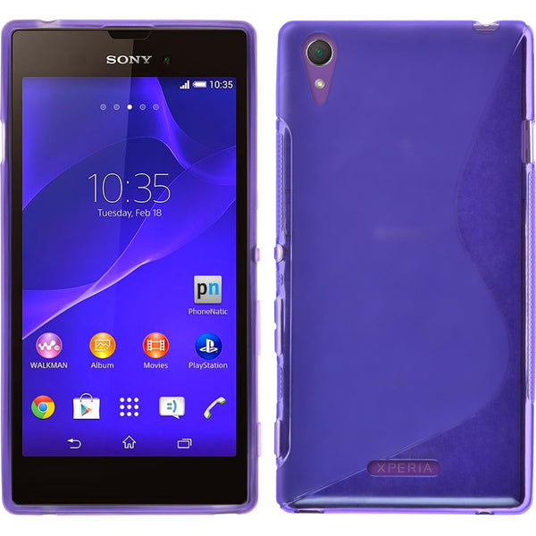 PhoneNatic Case kompatibel mit Sony Xperia T3 - lila Silikon Hülle S-Style + 2 Schutzfolien