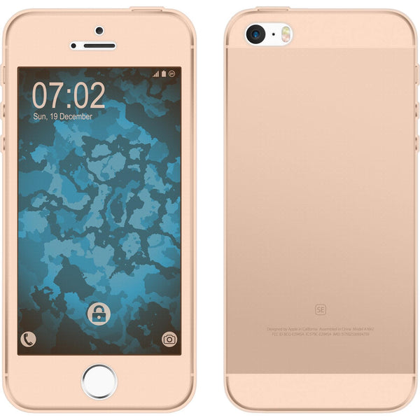 PhoneNatic Case kompatibel mit Apple iPhone 5 / 5s / SE - gold Silikon Hülle 360∞ Fullbody Cover