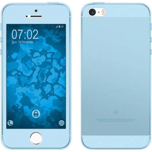 PhoneNatic Case kompatibel mit Apple iPhone 5 / 5s / SE - hellblau Silikon Hülle 360∞ Fullbody Cover