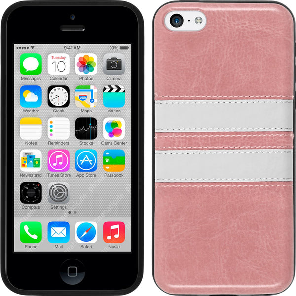 PhoneNatic Case kompatibel mit Apple iPhone 5c - rosa Silikon Hülle Stripes + 2 Schutzfolien