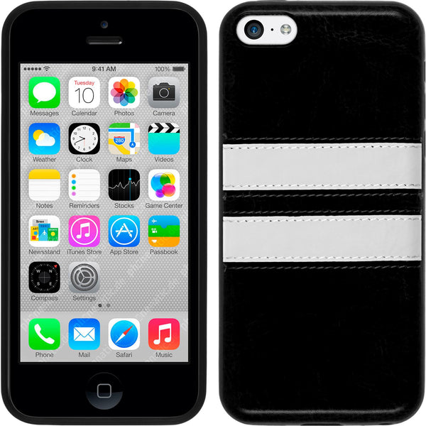 PhoneNatic Case kompatibel mit Apple iPhone 5c - schwarz Silikon Hülle Stripes + 2 Schutzfolien
