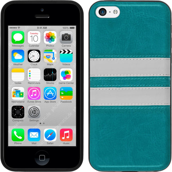 PhoneNatic Case kompatibel mit Apple iPhone 5c - türkis Silikon Hülle Stripes + 2 Schutzfolien