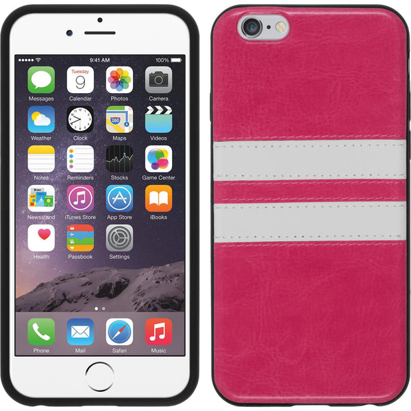 PhoneNatic Case kompatibel mit Apple iPhone 6s / 6 - pink Silikon Hülle Stripes + 2 Schutzfolien