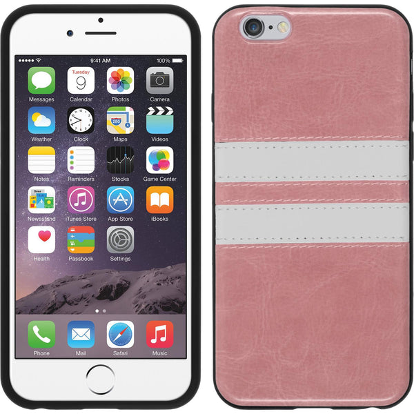 PhoneNatic Case kompatibel mit Apple iPhone 6s / 6 - rosa Silikon Hülle Stripes + 2 Schutzfolien