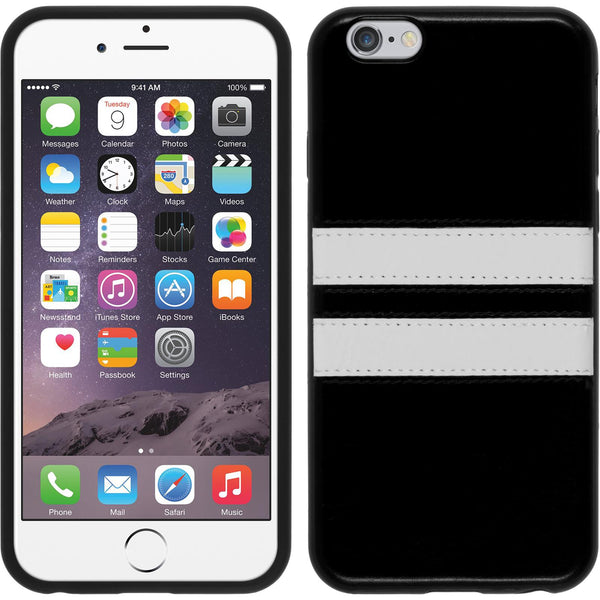 PhoneNatic Case kompatibel mit Apple iPhone 6s / 6 - schwarz Silikon Hülle Stripes + 2 Schutzfolien