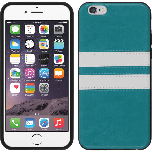 PhoneNatic Case kompatibel mit Apple iPhone 6s / 6 - türkis Silikon Hülle Stripes + 2 Schutzfolien