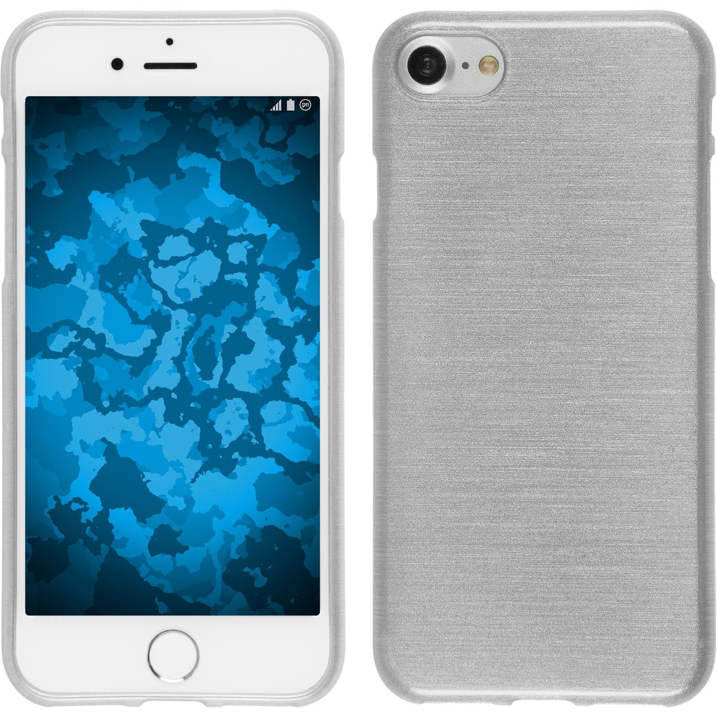 PhoneNatic Case kompatibel mit Apple iPhone 7 / 8 / SE 2020 - weiß Silikon Hülle brushed + 2 Schutzfolien