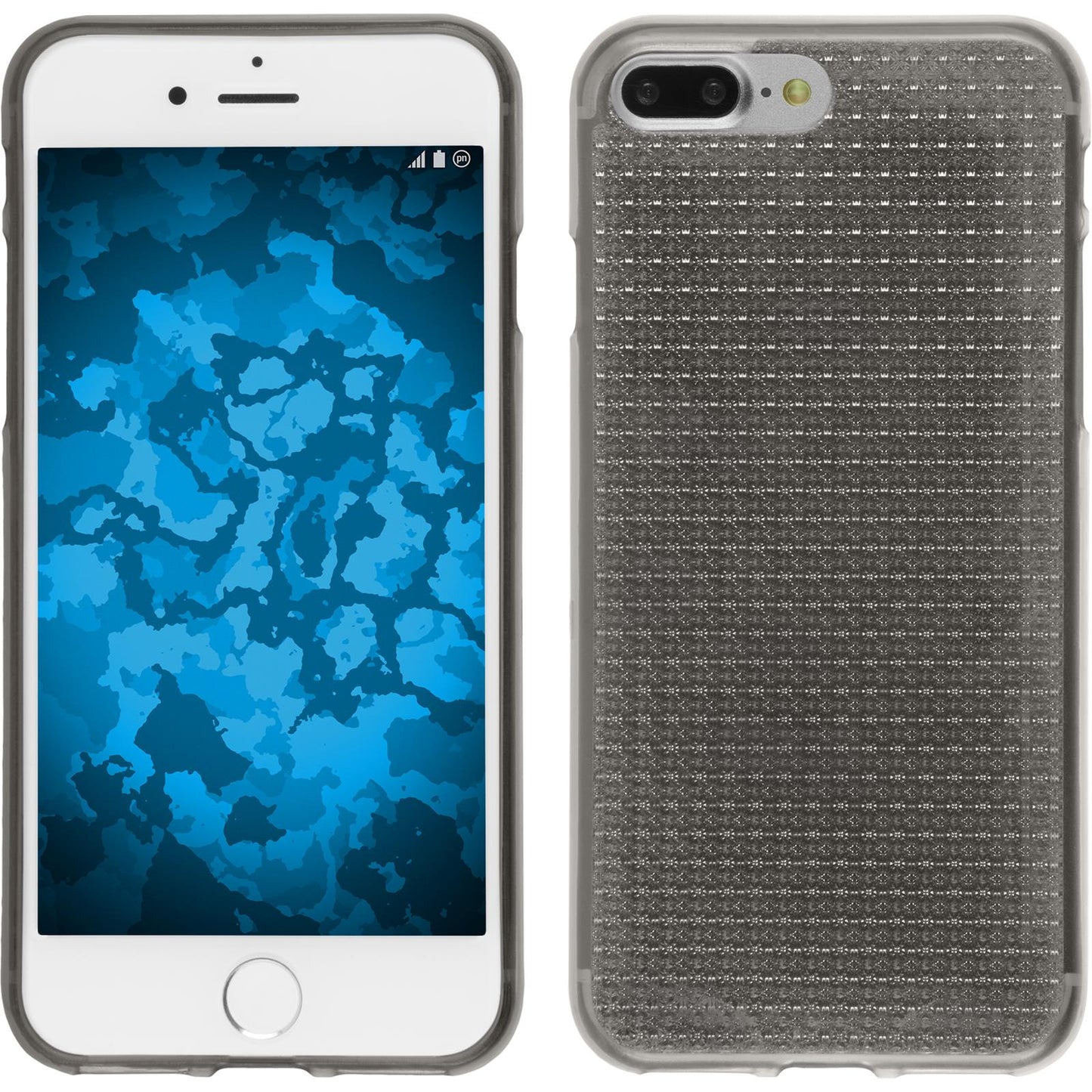 PhoneNatic Case kompatibel mit Apple iPhone 8 Plus - grau Silikon Hülle Iced + 2 Schutzfolien