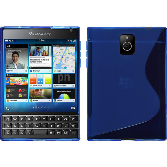 PhoneNatic Case kompatibel mit BlackBerry Q30 - blau Silikon Hülle S-Style + 2 Schutzfolien
