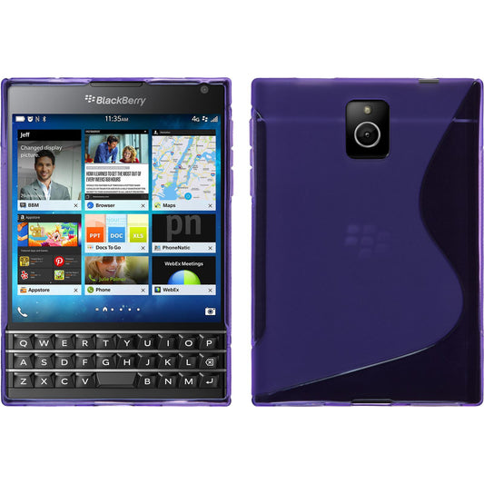 PhoneNatic Case kompatibel mit BlackBerry Q30 - lila Silikon Hülle S-Style + 2 Schutzfolien