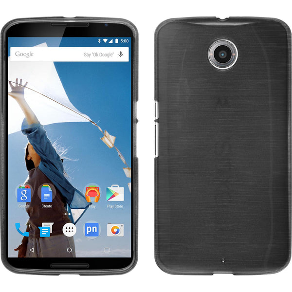 PhoneNatic Case kompatibel mit Google Nexus 6 - silber Silikon Hülle brushed Cover