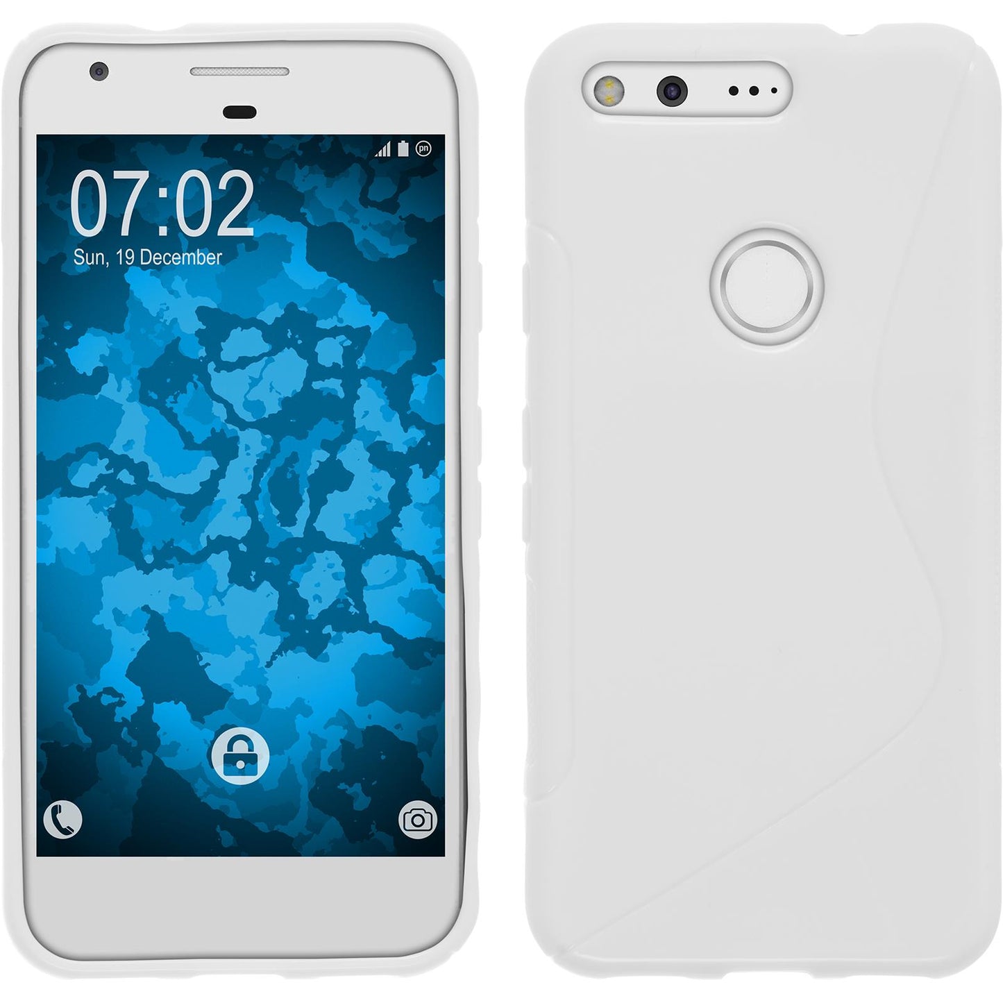 PhoneNatic Case kompatibel mit Google Pixel - weiﬂ Silikon Hülle S-Style + 2 Schutzfolien