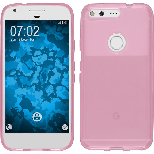 PhoneNatic Case kompatibel mit Google Pixel XL - rosa Silikon Hülle transparent + 2 Schutzfolien