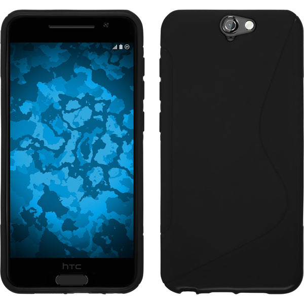 PhoneNatic Case kompatibel mit HTC One A9 - schwarz Silikon Hülle S-Style + 2 Schutzfolien