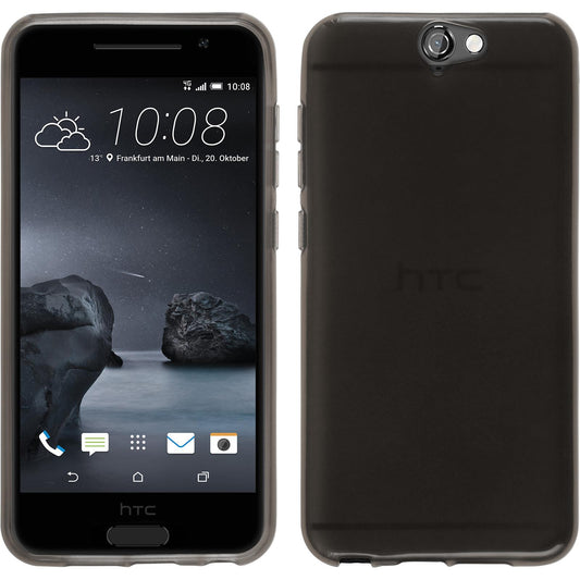 PhoneNatic Case kompatibel mit HTC One A9 - schwarz Silikon Hülle transparent + 2 Schutzfolien