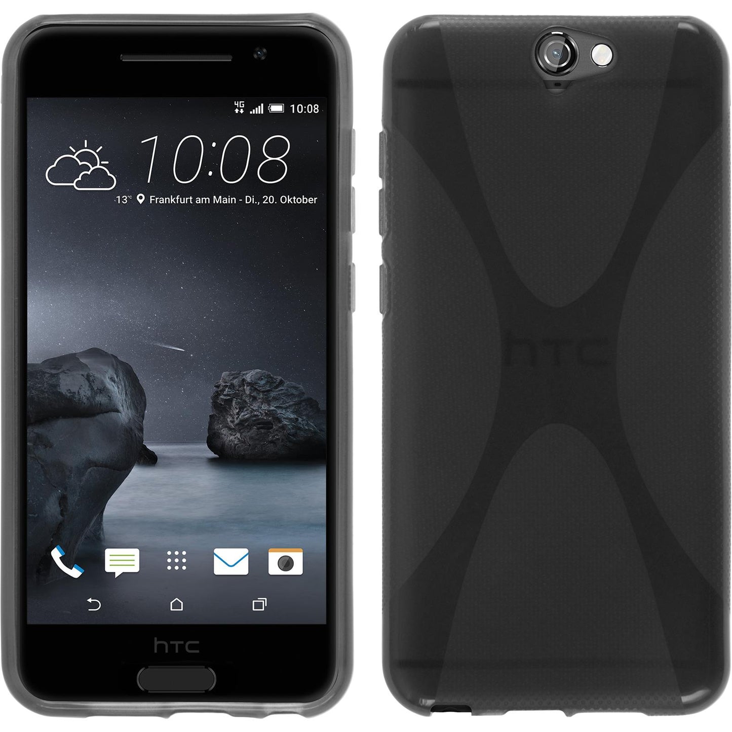 PhoneNatic Case kompatibel mit HTC One A9 - grau Silikon Hülle X-Style + 2 Schutzfolien