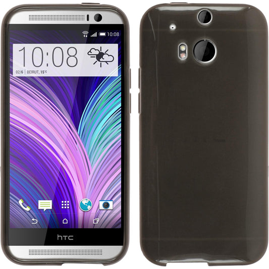 PhoneNatic Case kompatibel mit HTC One M8 - schwarz Silikon Hülle transparent + 2 Schutzfolien
