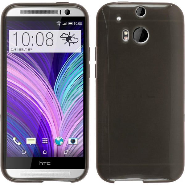 PhoneNatic Case kompatibel mit HTC One M8 - schwarz Silikon Hülle transparent + 2 Schutzfolien