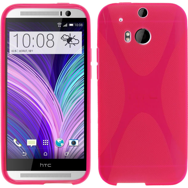 PhoneNatic Case kompatibel mit HTC One M8 - pink Silikon Hülle X-Style Cover