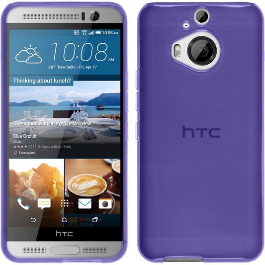 PhoneNatic Case kompatibel mit HTC One M9 Plus - lila Silikon Hülle transparent + 2 Schutzfolien