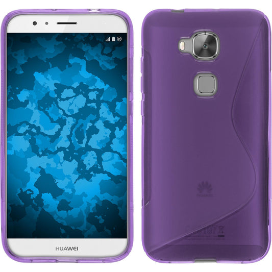 PhoneNatic Case kompatibel mit Huawei G8 - lila Silikon Hülle S-Style + 2 Schutzfolien