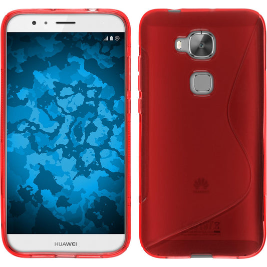 PhoneNatic Case kompatibel mit Huawei G8 - rot Silikon Hülle S-Style + 2 Schutzfolien