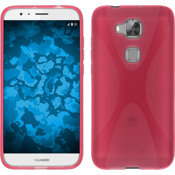 PhoneNatic Case kompatibel mit Huawei G8 - pink Silikon Hülle X-Style + 2 Schutzfolien