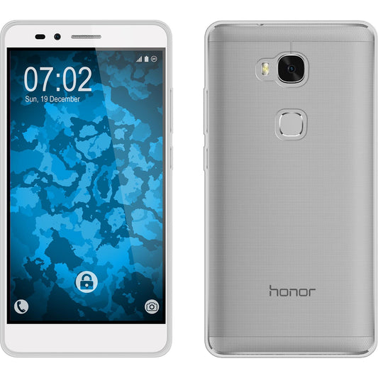 PhoneNatic Case kompatibel mit Huawei Honor 5X - clear Silikon Hülle Slimcase + 2 Schutzfolien