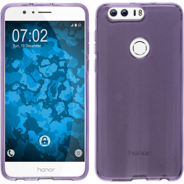 PhoneNatic Case kompatibel mit Huawei Honor 8 - lila Silikon Hülle transparent + 2 Schutzfolien