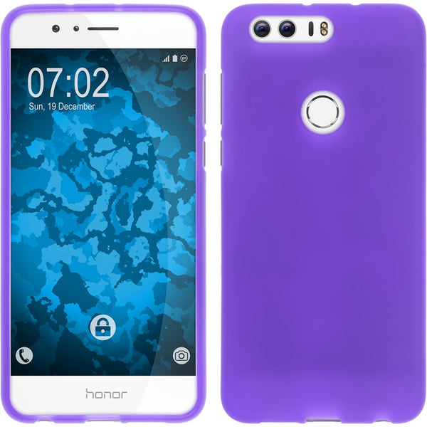 PhoneNatic Case kompatibel mit Huawei Honor 8 - lila Silikon Hülle matt + 2 Schutzfolien
