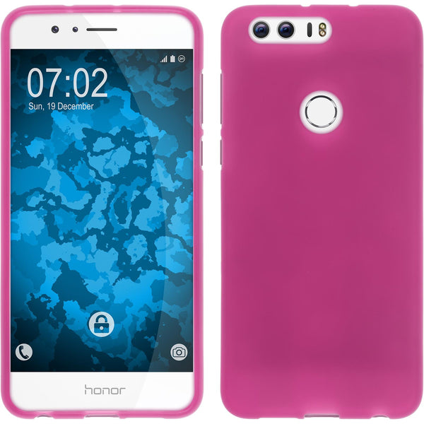 PhoneNatic Case kompatibel mit Huawei Honor 8 - pink Silikon Hülle matt + 2 Schutzfolien