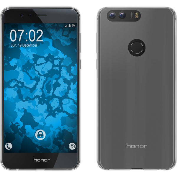 PhoneNatic Case kompatibel mit Huawei Honor 8 - clear Silikon Hülle Slimcase + 2 Schutzfolien