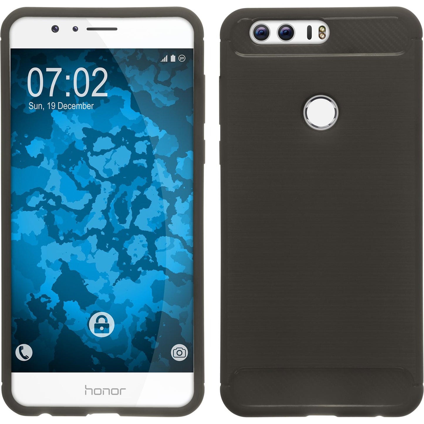 PhoneNatic Case kompatibel mit Huawei Honor 8 - grau Silikon Hülle Ultimate + 2 Schutzfolien