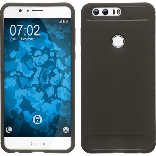 PhoneNatic Case kompatibel mit Huawei Honor 8 - grau Silikon Hülle Ultimate + 2 Schutzfolien