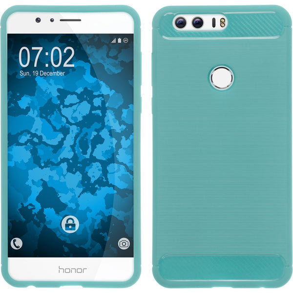 PhoneNatic Case kompatibel mit Huawei Honor 8 - türkis Silikon Hülle Ultimate + 2 Schutzfolien