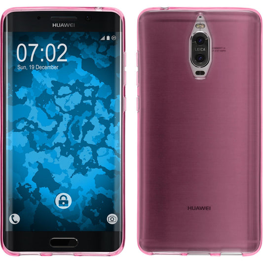 PhoneNatic Case kompatibel mit Huawei Mate 9 Pro - rosa Silikon Hülle transparent + 2 Schutzfolien