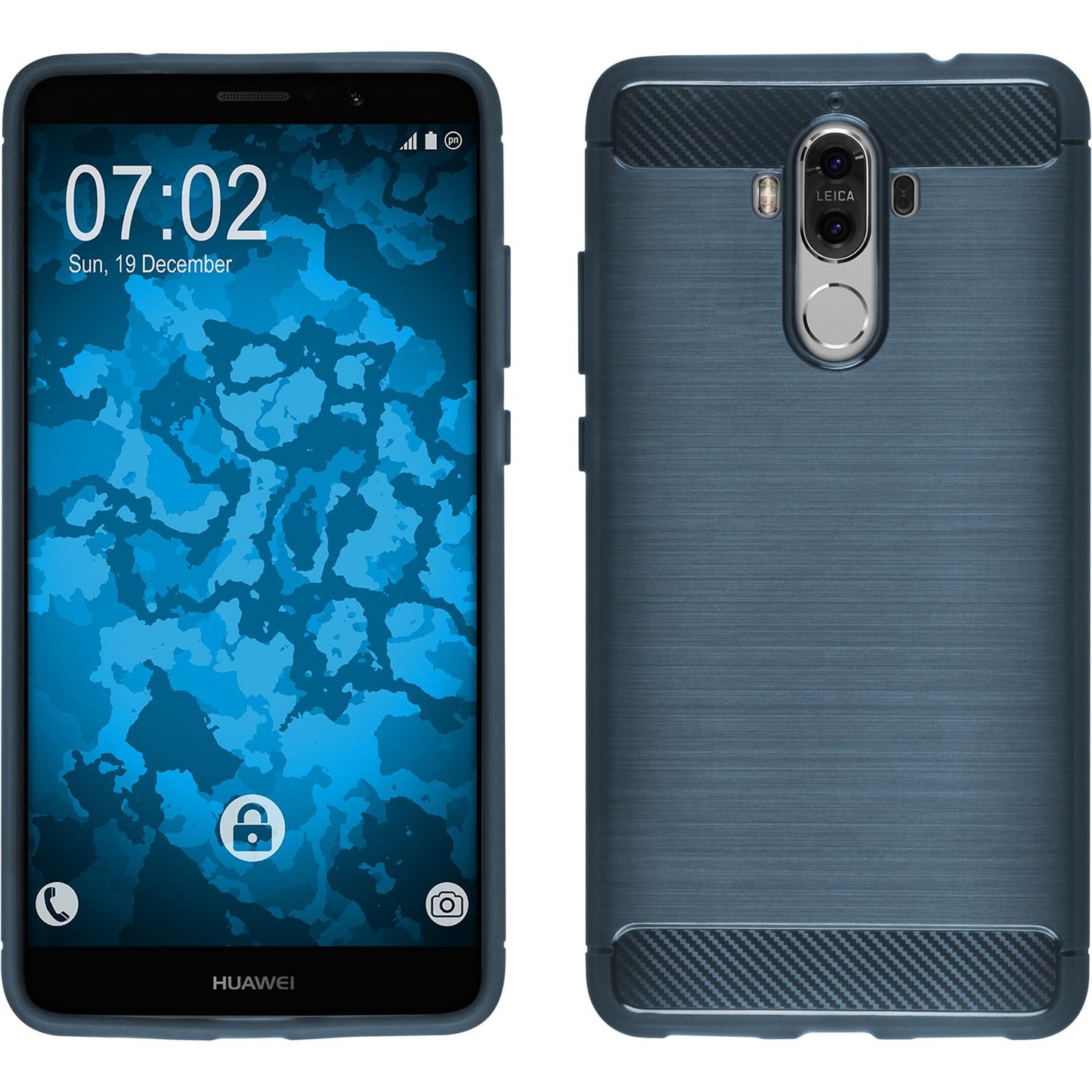 PhoneNatic Case kompatibel mit Huawei Mate 9 - blau Silikon Hülle Ultimate + 2 Schutzfolien