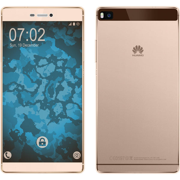 PhoneNatic Case kompatibel mit Huawei P8 - gold Silikon Hülle 360∞ Fullbody Cover