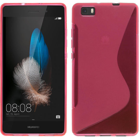 PhoneNatic Case kompatibel mit Huawei P8 Lite 2015 (1.Gen.) - pink Silikon Hülle S-Style + 2 Schutzfolien