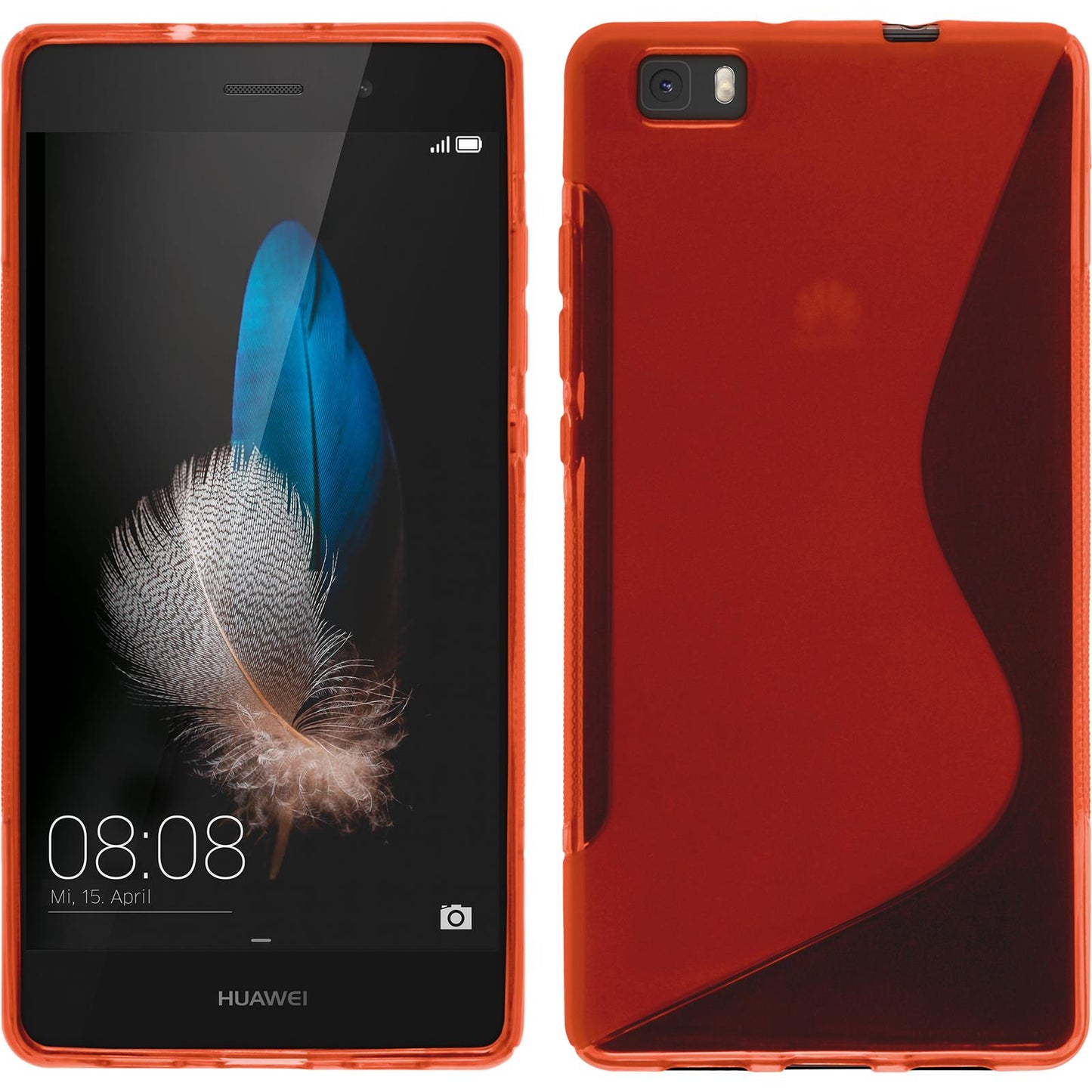 PhoneNatic Case kompatibel mit Huawei P8 Lite 2015 (1.Gen.) - rot Silikon Hülle S-Style + 2 Schutzfolien