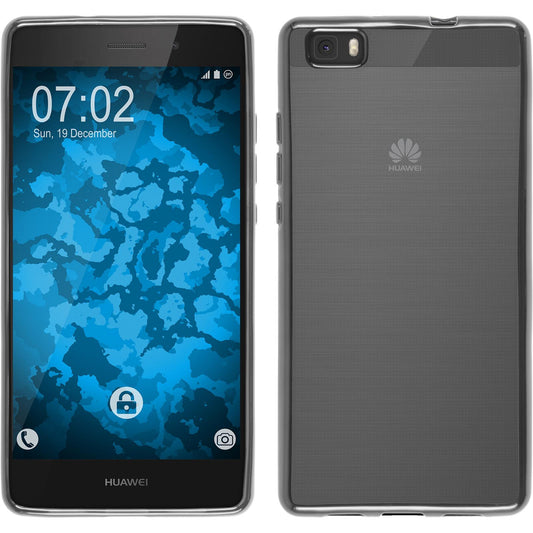 PhoneNatic Case kompatibel mit Huawei P8 Lite 2015 (1.Gen.) - silber Silikon Hülle Slim Fit + 2 Schutzfolien