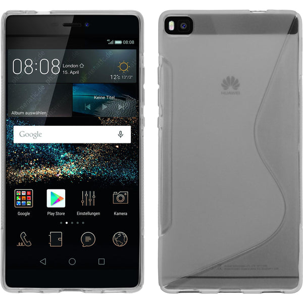 PhoneNatic Case kompatibel mit Huawei P8 - clear Silikon Hülle S-Style + 2 Schutzfolien