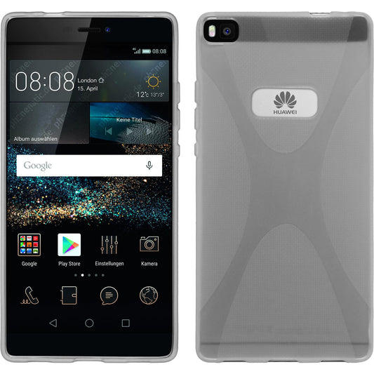 PhoneNatic Case kompatibel mit Huawei P8 - clear Silikon Hülle X-Style + 2 Schutzfolien