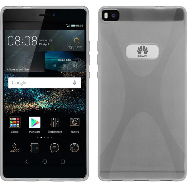 PhoneNatic Case kompatibel mit Huawei P8 - clear Silikon Hülle X-Style + 2 Schutzfolien